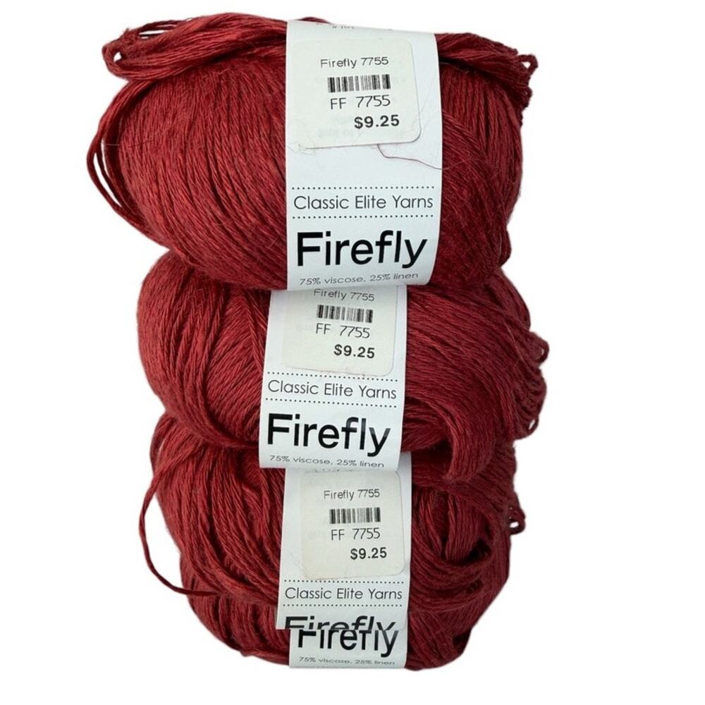 Classic Elite Yarns Firefly Red Color # 7755 Lot 5637 50 Gr Ball Lot of 4